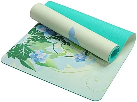5.5 MM Lotus Pattern Suede  Yoga Mat Pad Non-Slip Slimming Exercise Fitness Gymnastics Mat Body Building Esterilla Pilates (Color : Butterfly Green)