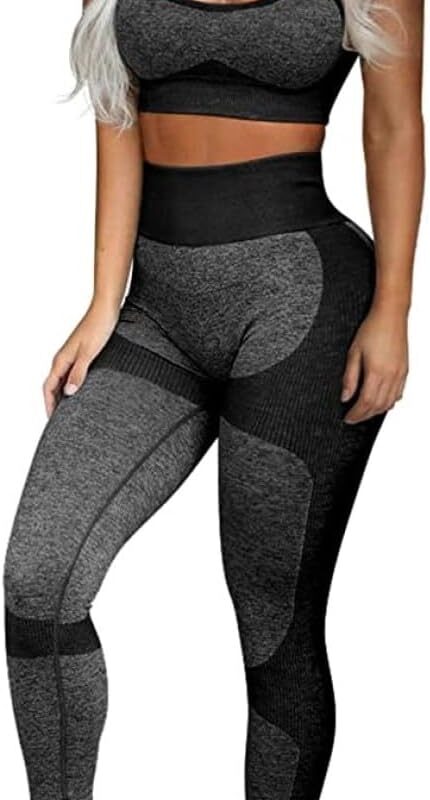 Women Workout Sets 2 Piece - Seamless Yoga Leggings and Cross-Strap Sports Bra Gym Outfits Activewear Matching Set