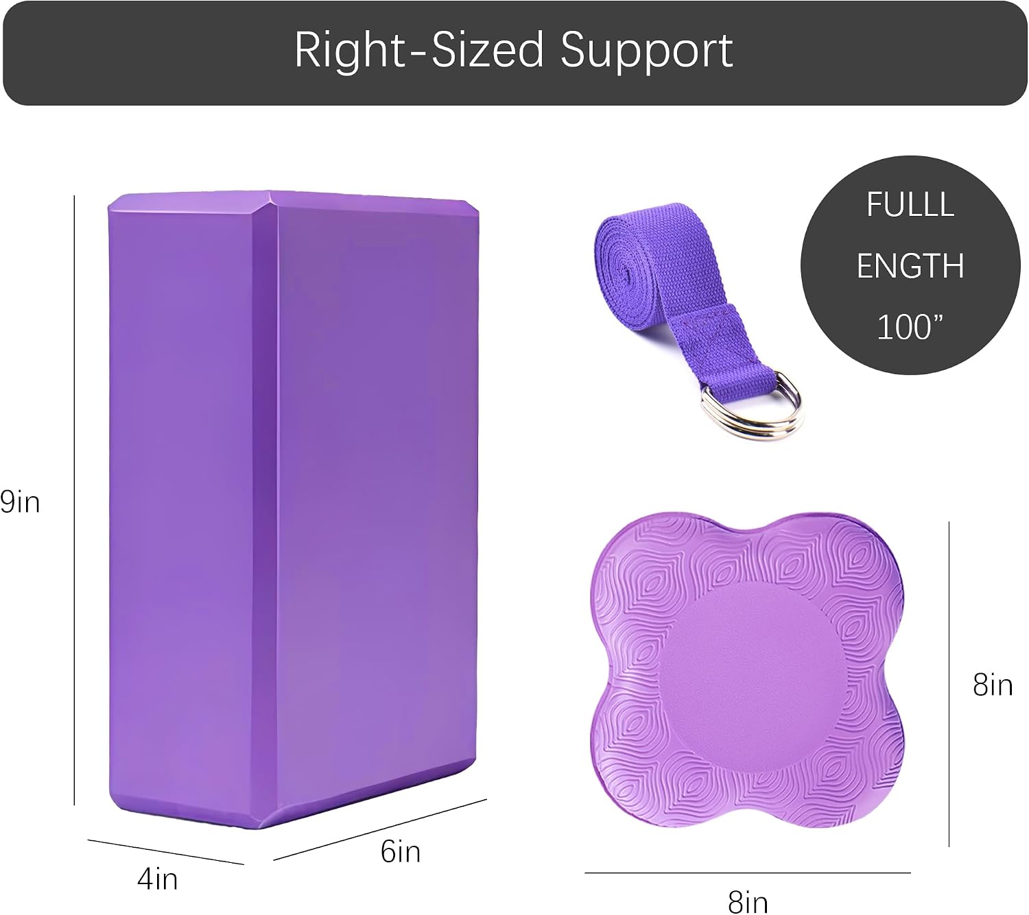 2 Yoga Blocks Supportive Accessories including 2 Knee Pads, 2 With Strap To Put Less Weight On Wrists, 1 Muscle Massage Roller, 2 Pair of Non-Slip Pilates Socks, 1 GYM Bag, Durable Versatile Yoga Brick Exercise Set of 10 - Image 2