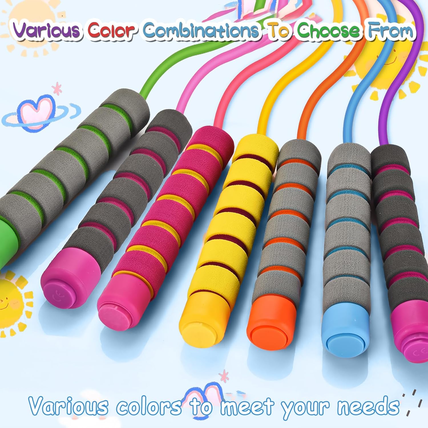 Jump Rope For Kids,Jump Rope Kids,Adjustable Soft Skipping Rope,Toddler Jump Rope With Skin-Friendly Foam Handles For Kids, Boys,Girls,Women, Men,Exercise Activity,Outdoor Fitness - Image 2